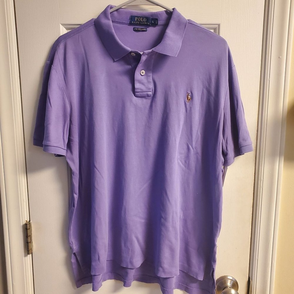 Polo Ralph Lauren Blue Label Men's L Purple Lavender Short Sleeve